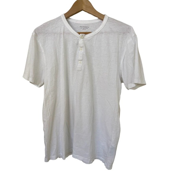 All Saints Shirts Allsaints Mens Henley Shirt Regular Fit 0 Cotton White Large Poshmark